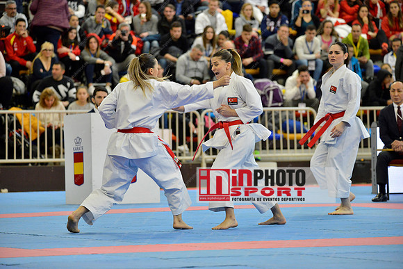 TURKEY FEMALE TEAM KATA (ELTEMUR, KUSMUS, SOFUOGLU) (TURKEY, TUR) in WKF Series A - Guadalajara (SPA).11/02/2018