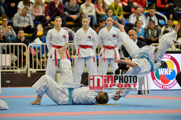 SPAIN KATA FEMALE TEAM, MARTA GARCIA LOZANO, LIDIA RODRIGUEZ ENCABO, RAQUEL ROY RUBIO in WKF Series A - Guadalajara (SPA).11/02/2018