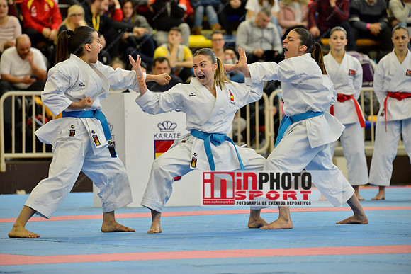 SPAIN KATA FEMALE TEAM, MARTA GARCIA LOZANO, LIDIA RODRIGUEZ ENCABO, RAQUEL ROY RUBIO in WKF Series A - Guadalajara (SPA).11/02/2018