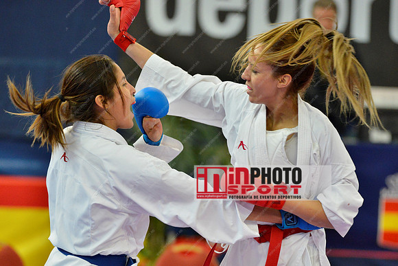 HASNAOUI BOUTHEINA (TUNISIA, TUN), Grande Alexandra (KARATE PERU, PER) in WKF Series A - Guadalajara (SPA).11/02/2018