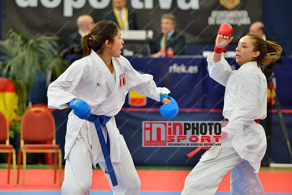 HASNAOUI BOUTHEINA (TUNISIA, TUN), Grande Alexandra (KARATE PERU, PER) in WKF Series A - Guadalajara (SPA).11/02/2018