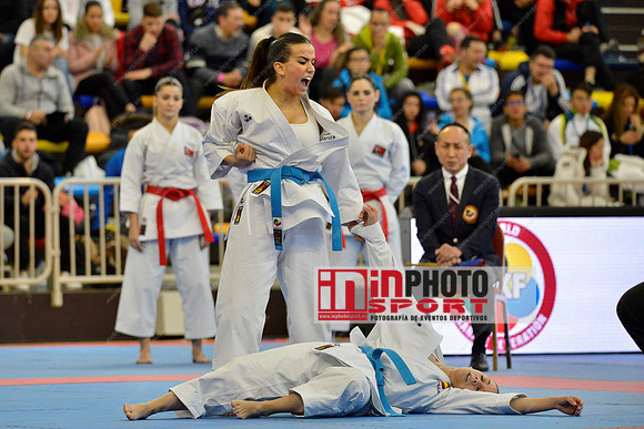 SPAIN KATA FEMALE TEAM, MARTA GARCIA LOZANO, LIDIA RODRIGUEZ ENCABO, RAQUEL ROY RUBIO in WKF Series A - Guadalajara (SPA).11/02/2018